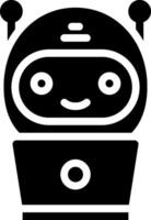 A black and white robot icon vector