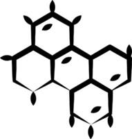 A black and white image of a hexagon vector