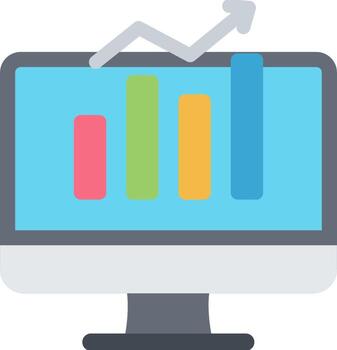 un computadora monitor con un grafico bar en eso vector