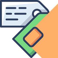 A credit card and a wallet are shown in an icon vector