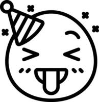 A black and white emoji with a party hat vector