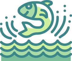 Fish jumping out of water with waves vector