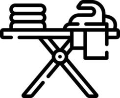 An ironing board with a towel and a towel vector