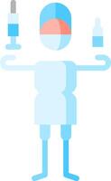 A cartoon man holding a syringe and a bottle vector