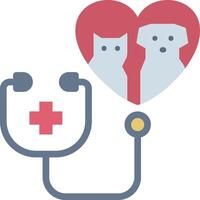 A stethoscope and a dog and cat are in the shape of a heart vector