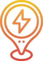 A yellow and orange icon with a lightning bolt vector