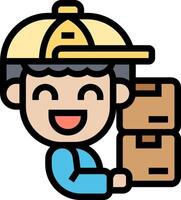 A cartoon man holding boxes and smiling vector