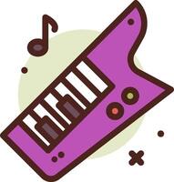 A purple keyboard with musical notes and a musical note vector