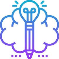 A pencil and a brain with a light bulb vector