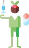 A cartoon man holding a syringe and a fruit vector