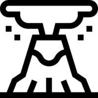 A black and white icon of a volcano vector