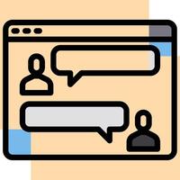 A chat window with two people and a speech bubble vector