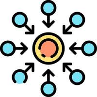A circle with arrows pointing to it vector