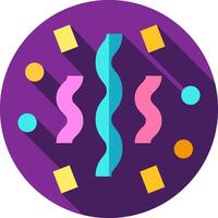 A flat icon of a colorful circle with a long shadow vector