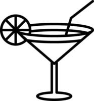 A martini with a straw and a slice of lemon vector