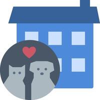 A dog and cat are looking at a house with a heart vector