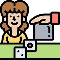 A woman is playing a game with dice vector
