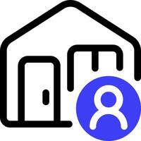 A house with a door and a blue circle vector