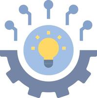 A light bulb is surrounded by gears and other icons vector