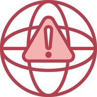 A red and white globe with an exclamation mark on it vector