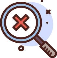 Magnifying glass with x on it vector