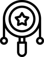 A black and white icon of a magnifying glass vector