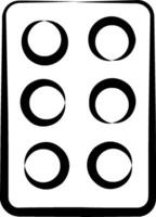 A black and white image of a dice with six dots vector