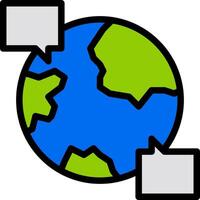A globe with speech bubbles and a speech bubble vector