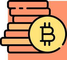 A bitcoin icon with stacks of coins vector