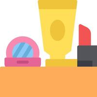 A yellow container with cosmetics and a mirror vector