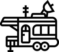 An rv trailer with a satellite dish on top vector