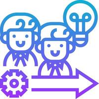 Two people with a light bulb and gear vector
