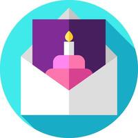 A birthday cake with a candle in an envelope vector