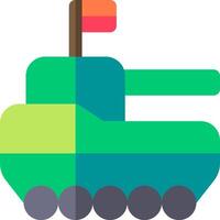 A green tank with a red flag on top vector