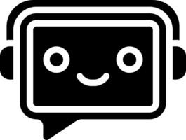 A black and white image of a robot with headphones vector