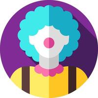 A flat icon of a clown with a blue wig vector
