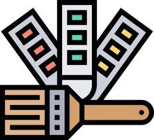A paintbrush and a paint can with different colors vector