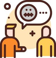 Two people talking with a speech bubble above them vector