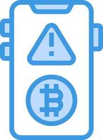 Bitcoin icon with a warning sign vector