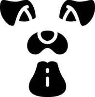 A black and white dog face with a nose and mouth vector