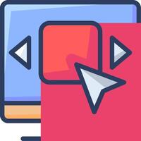 A computer screen with a mouse and a red rectangle vector