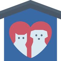 A dog and cat are inside a house with a heart shape vector