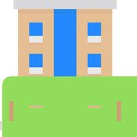 A building with a green roof and a blue window vector