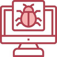 A red bug on a computer screen vector