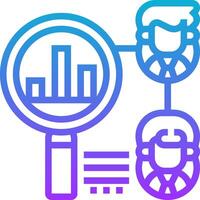 Magnifying bar chart icon vector