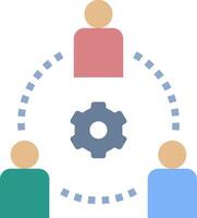 People in a circle with gears and a cog vector