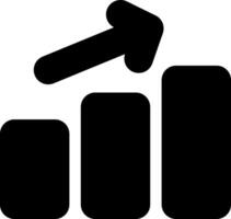A black and white graph with an arrow pointing up vector
