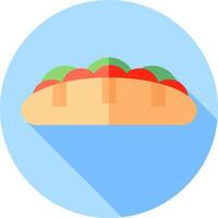 A flat icon of a hot dog on a bun vector