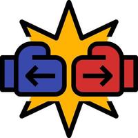 Two fists with arrows pointing to each other vector