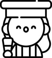 A black and white line drawing of a girl in a graduation cap vector